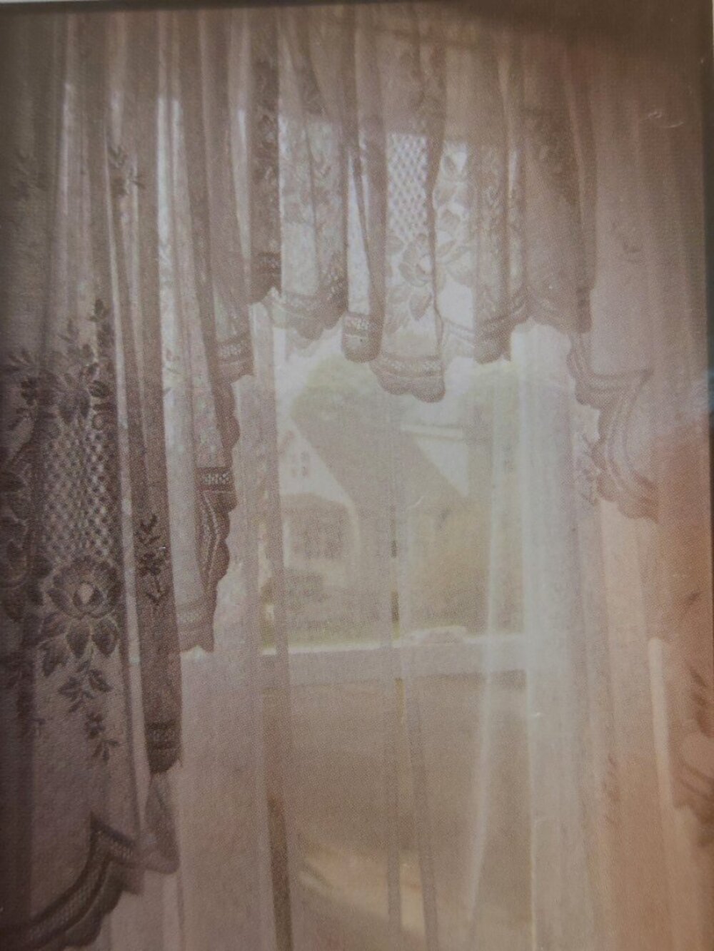 NEW IN BAG Curtain Chic, Cameo Rose Ivory lace Window Swag pair